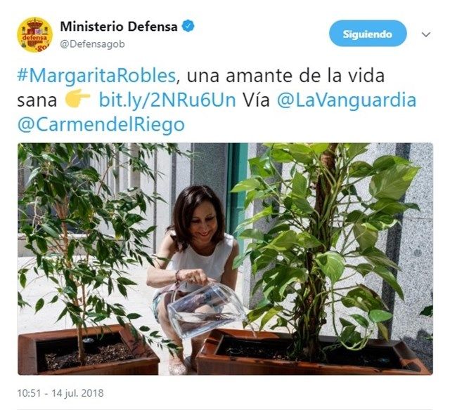 Polémica por un tuit ‘propagandístico’ de Defensa sobre Margarita Robles